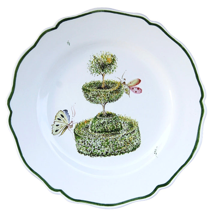 Scalloped Edge Round Feston serving plate with Topiary 3 decor