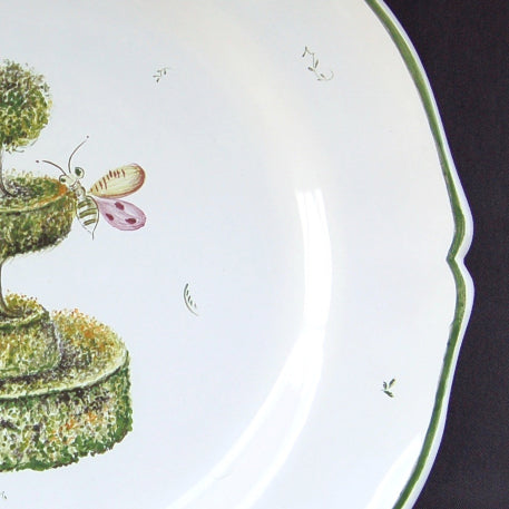 Scalloped Edge Round Feston serving plate with Topiary 3 decor
