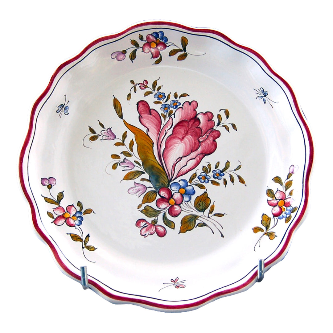 Scalloped edge Feston Louis XV deep plate with Strasbourg Flowers 7 hand painted decoration
