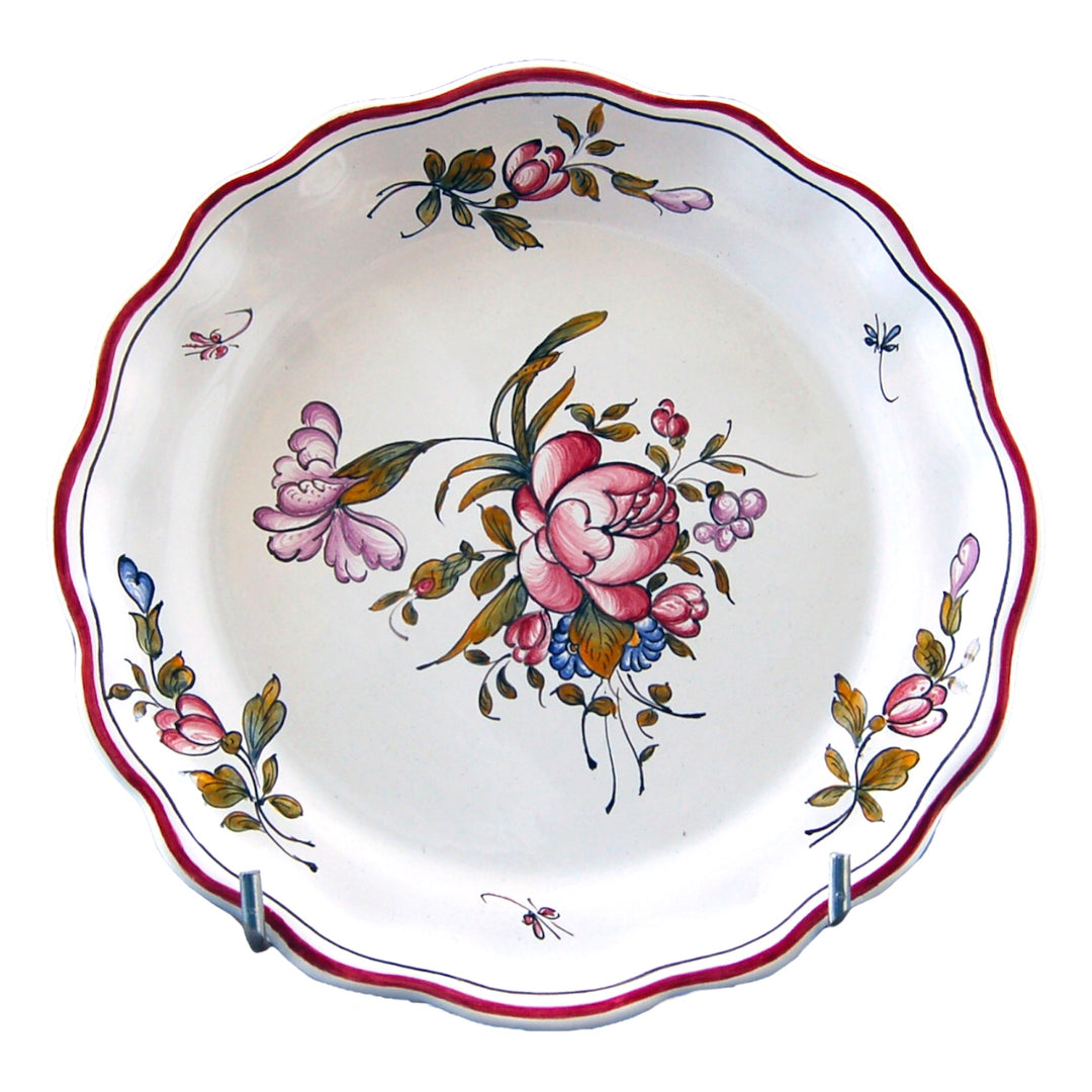 Scalloped edge Feston Louis XV deep plate with Strasbourg Flowers 9 hand painted decoration