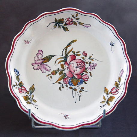 Scalloped edge Feston Louis XV deep plate with Strasbourg Flowers 9 hand painted decoration