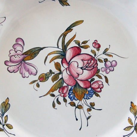 Scalloped edge Feston Louis XV deep plate with Strasbourg Flowers 9 hand painted decoration
