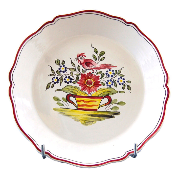 Scalloped edge Feston PB deep plate with Strasbourg Basket with a cockerel hand painted decoration