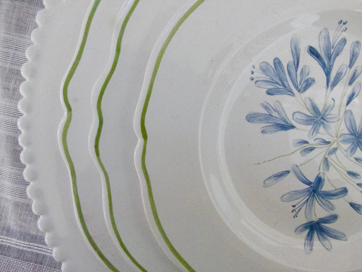 Scalloped edge Feston plate with Agapanthus hand painted decoration