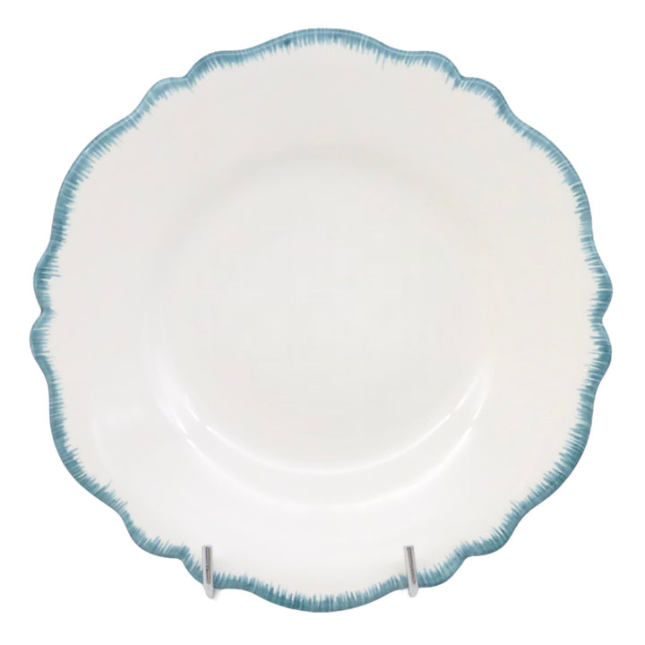 Scalloped edge Feston plate with hand painted brushwork edge decoration