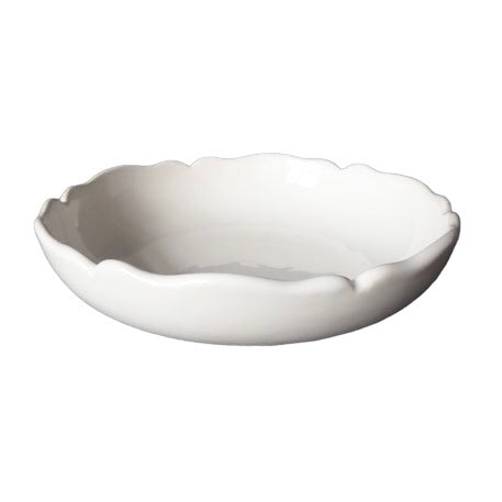 Scalloped edge small Feston shallow bowl in white