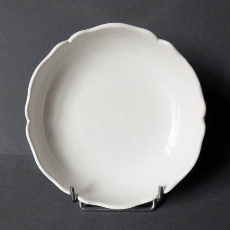Scalloped edge small Feston shallow bowl in white