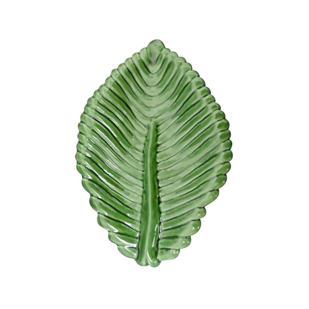 Small Ribbed leaf plate in green