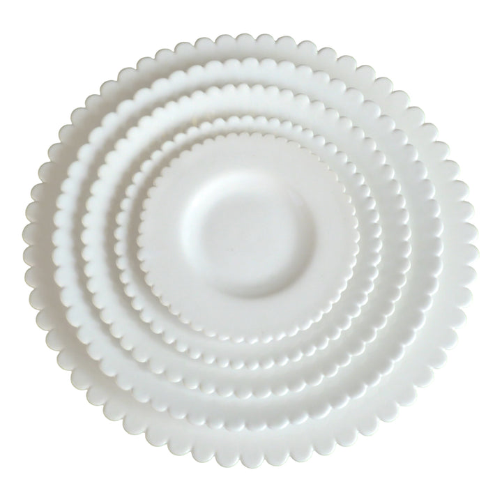 Bourg-Joly Pleine handmade scalloped edged bread, dessert, salad, dinner and charger plates