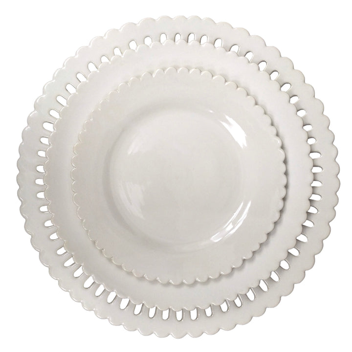 Bourg-Joly openwork dinner plate with small scallop Bourg-Joly Pleine salad and dessert plates