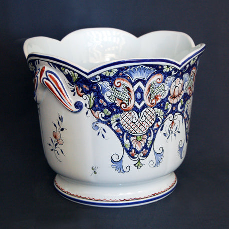 Tulip planter with hand painted Rouen decoration