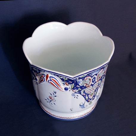 Ceramic tulip planter hand painted Rouen top view