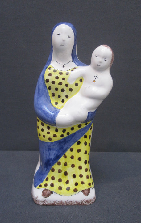 Earthenware Virgin Trudelle Statue with hand painted decoration