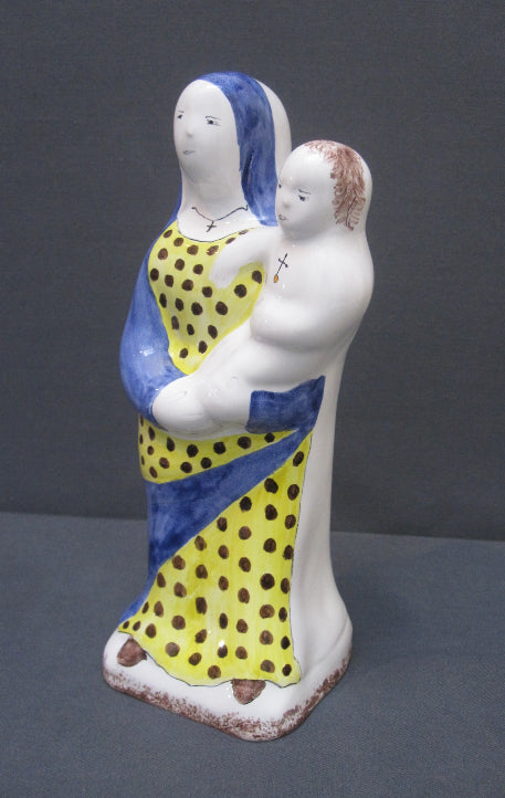 Earthenware Virgin Trudelle Statue with hand painted decoration