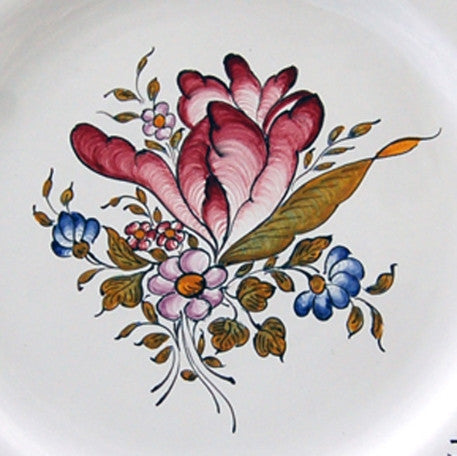 Feston plate with hand painted Strasbourg Fleurs 5 decoration