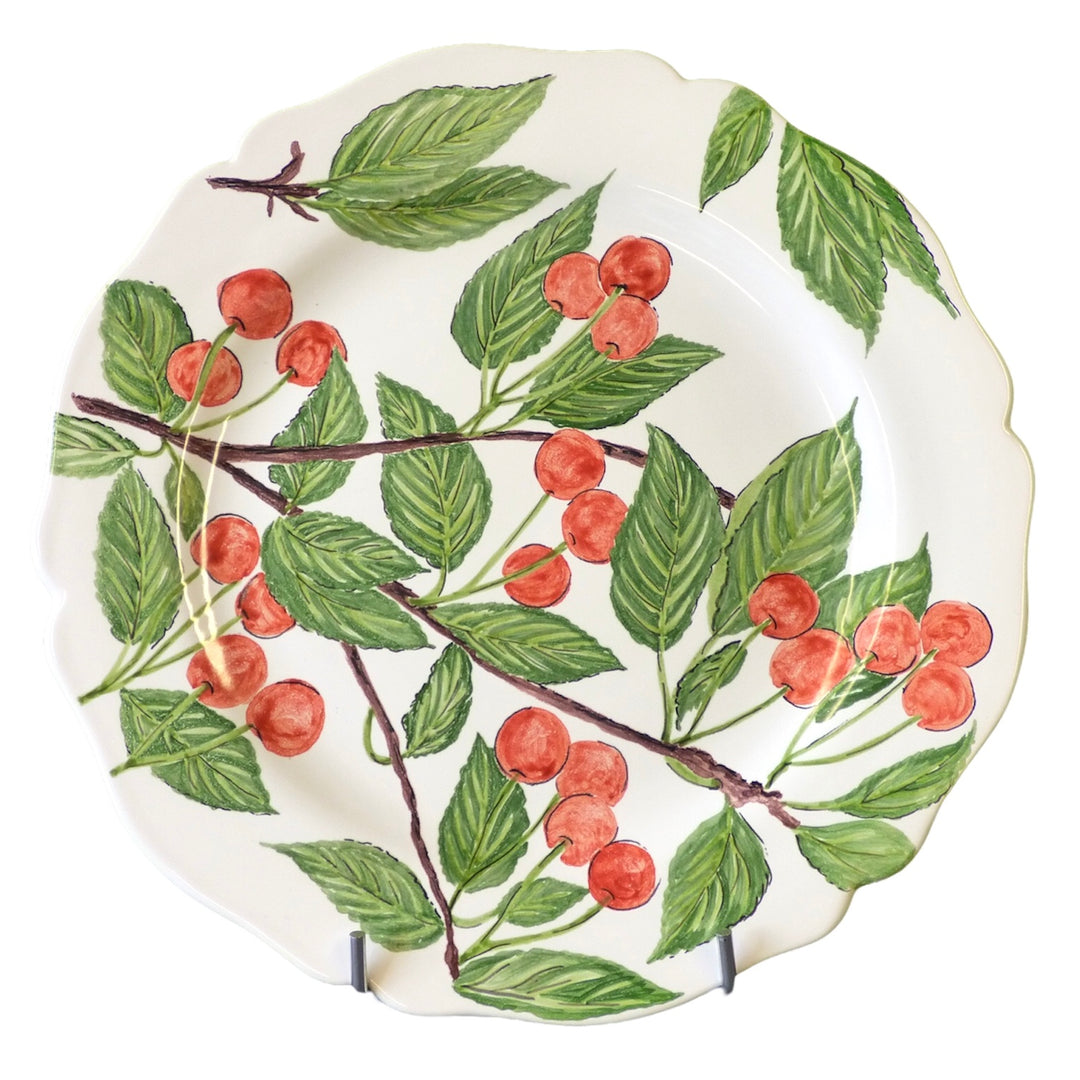 Feston Plate with hand painted Pouplard Cerise decoration