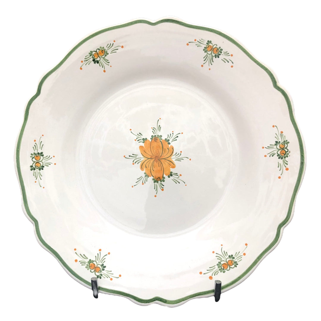 Feston plate with Romantique 7 Orange Green hand painted decoration