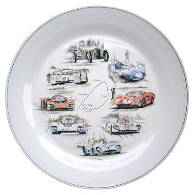 24h du Mans collectors serving plate hand painted with 8 classic cars from the Le Mans races