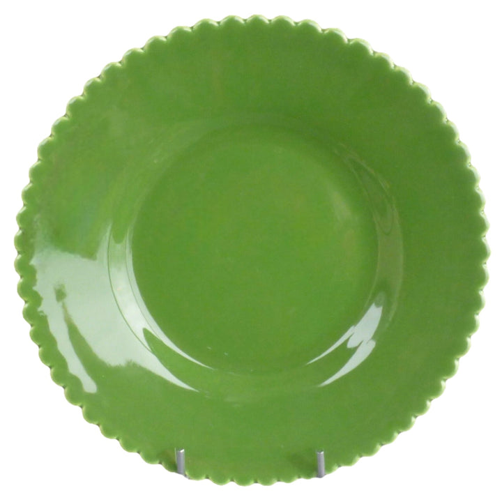 Scallop edge green glazed Bourg-Joly Pleine handmade plate