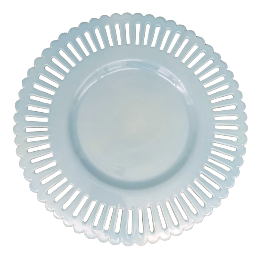 Bourg-Joly openwork plate in Dusty Blue glaze