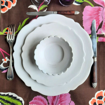 Feston plates and Malicorne bowl handmade earthenware french tabletop