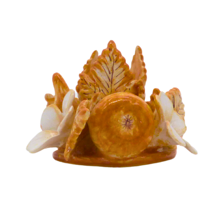 Fruit candle holder hand painted in orange