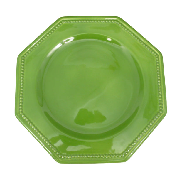 Handmade Green glaze Octogonale Perle dinner plate