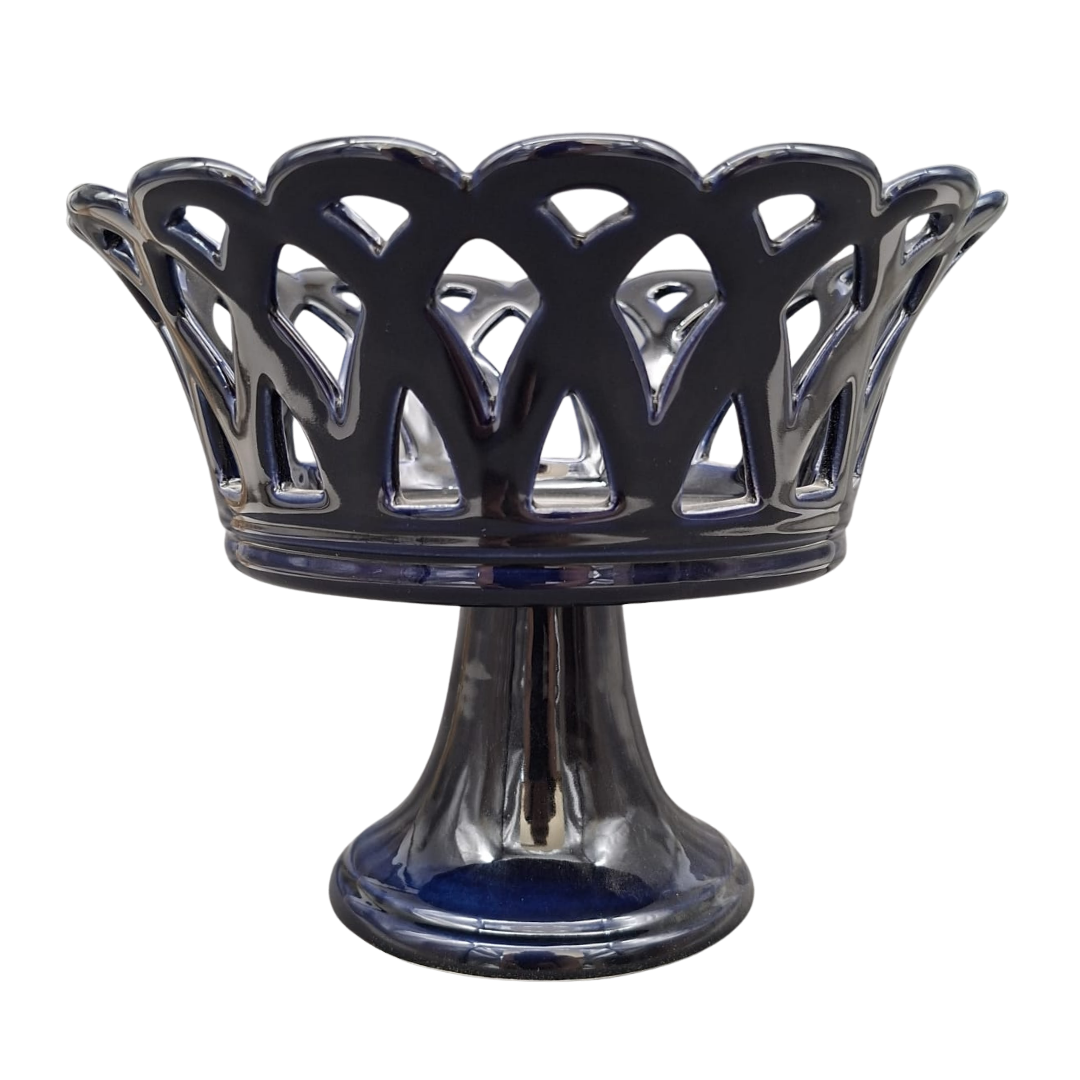 Louis Philippe pedestal basket in Navy Blue glaze