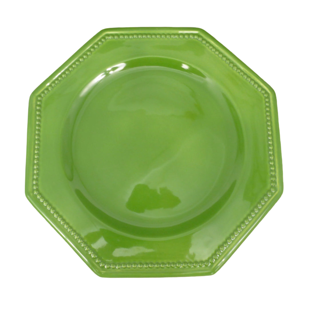 Octogonal Pearled Plate in leaf green