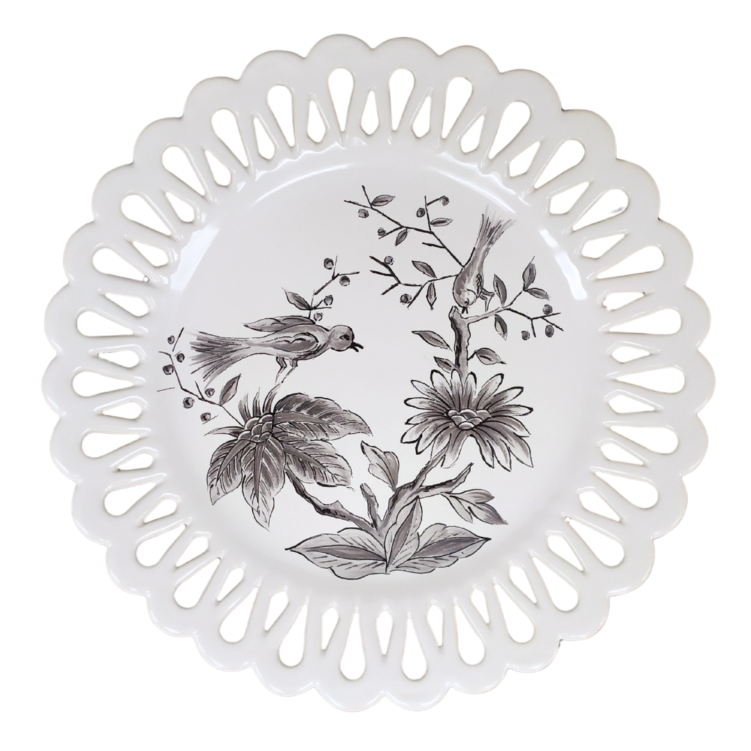Openwork Chevet plate with St Omer grey hand painted decoration