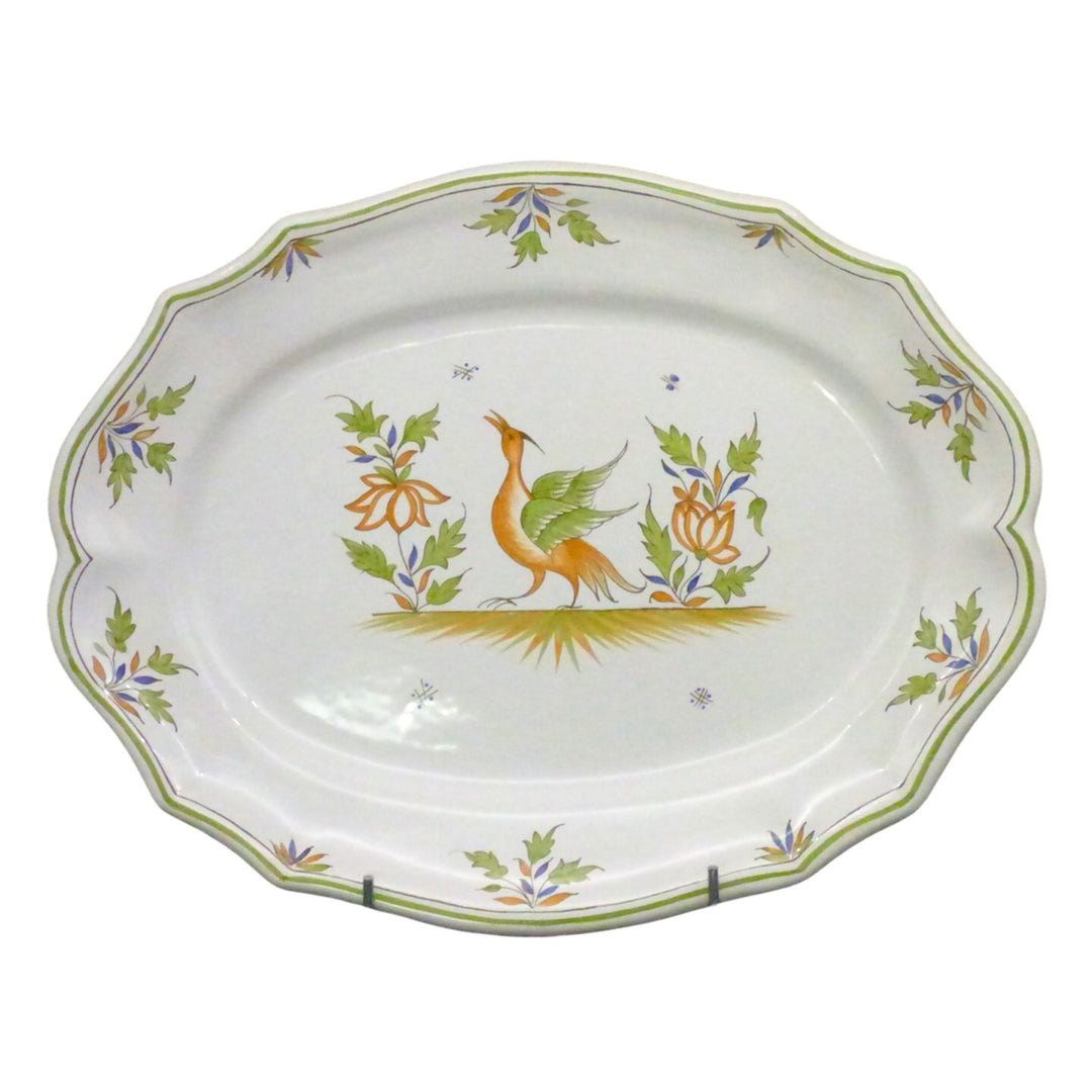 Ovale Festons serving platter with hand painted Moustier 15 motif