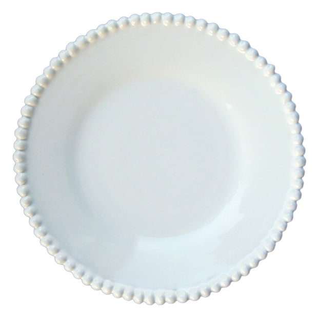 Perles plate made with hand rolled pearl edges