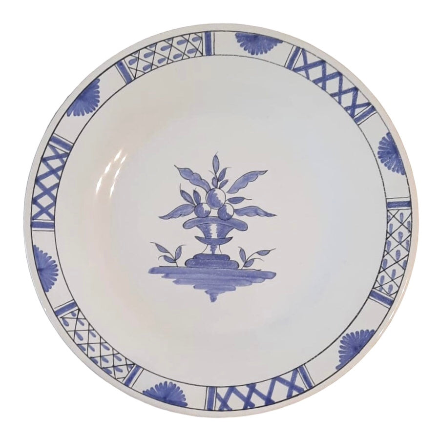 Plain Rim plate with Moustier 1 with Rouen Panier border hand painted decoration