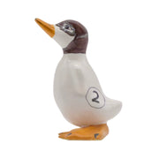 Hand painted Racing Duck No 2 figurine handmade ceramic duck made by Bourg-Joly Malicorne