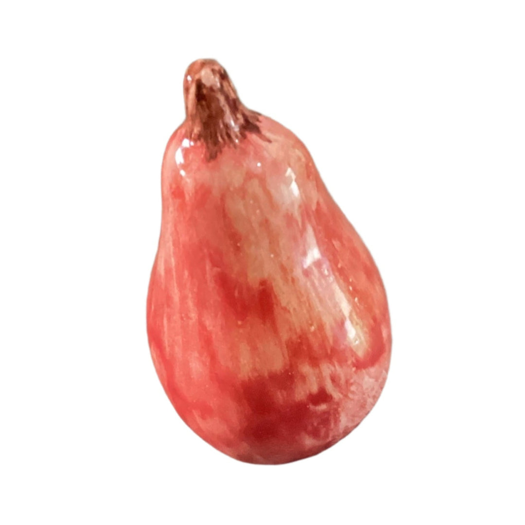 Red and yellow ceramic earthenware pear