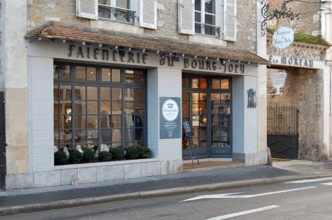 Exterior of the faiencerie Bourg-Joly Malicorne boutique in Malicorne-sur-Sarthe
