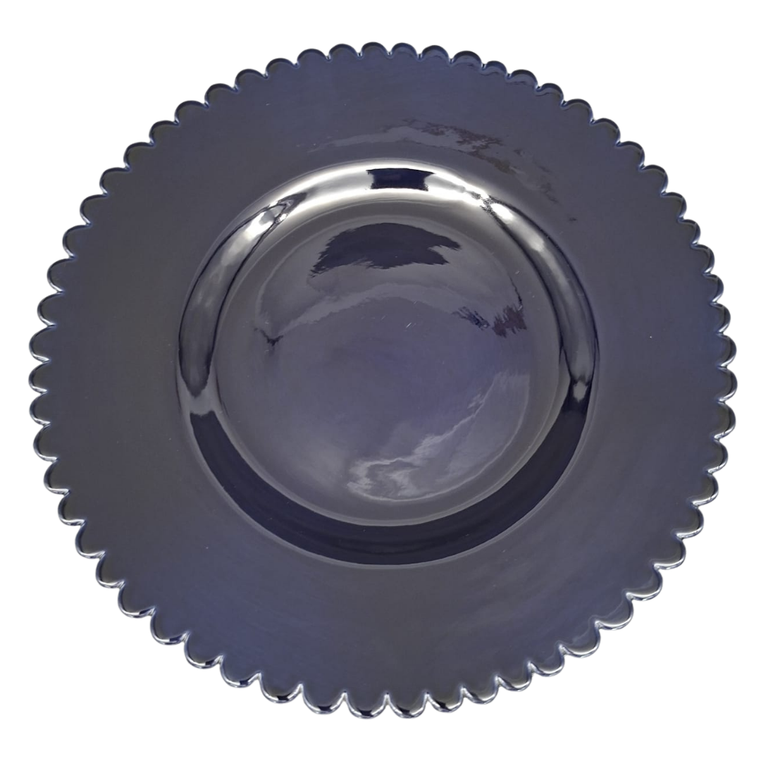 Small Scallop Bourg-Joly Pleine Plate in Navy blue