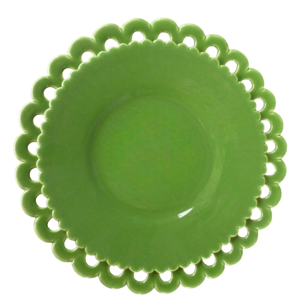 Small Scallop Bourg-Joly Pleine Plate in leaf green