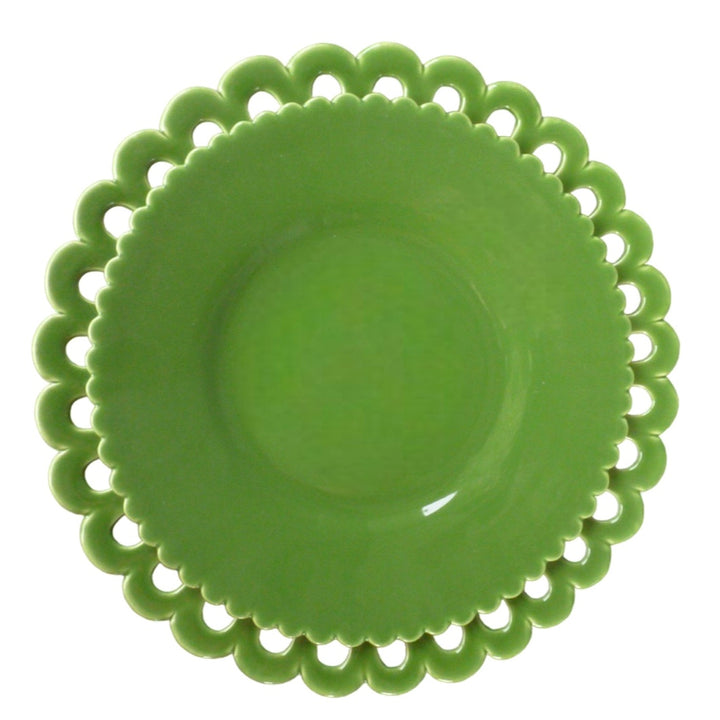 Small Scallop Bourg-Joly Pleine Plate in leaf green
