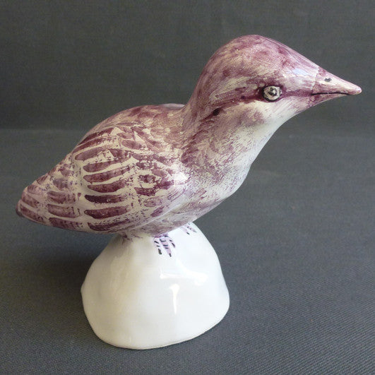 Earthenware Nuthatch on a white stand