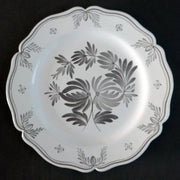 Feston Plate with hand painted decoration Antique Fleurs 93 monochrome grey