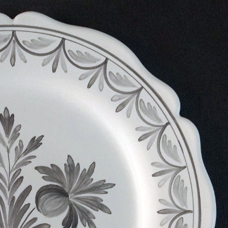 Feston Plate with hand painted decoration Antique Fleurs 87 monochrome grey