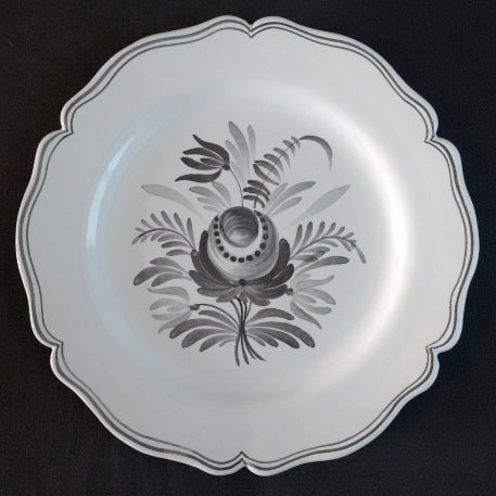 Feston Plate with hand painted decoration Antique Fleurs 92 monochrome grey