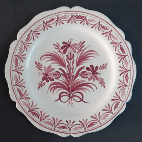 Feston Plate with hand painted decoration Antique Fleurs 94 monochrome raspberry