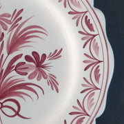 Feston Plate with hand painted decoration Antique Fleurs 94 monochrome raspberry