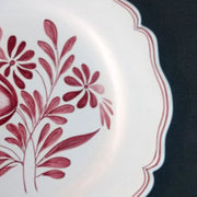 Feston Plate with hand painted decoration Antique Fleurs 89 monochrome raspberry