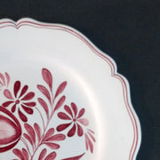Feston Plate with hand painted decoration Antique Fleurs 89 monochrome raspberry