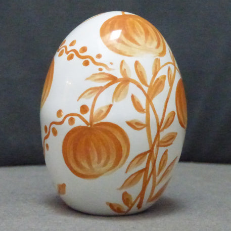 Egg with Antique Fruits monochrome orange hand painted decoration