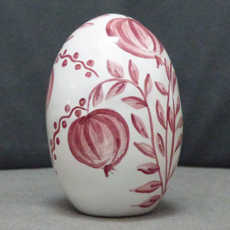 Egg with Antique Fruits monochrome raspberry hand painted decoration