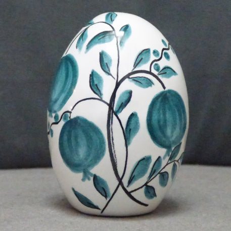 Egg with Antique Fruits monochrome turquoise hand painted decoration